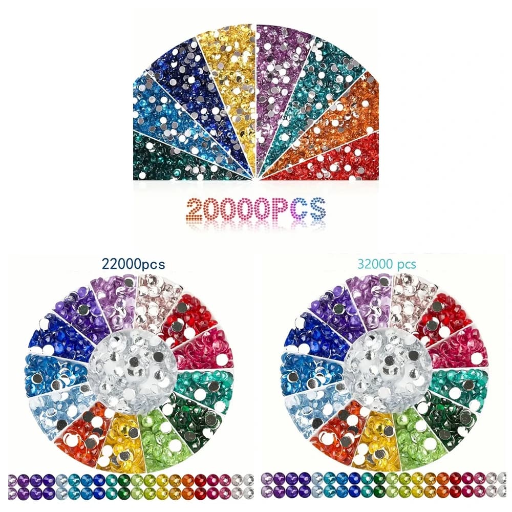 20000-32000 pz/set Diamante Arte Perline di Cristallo Solo Colore Casuale Ciascuno 1000 pz Totale 20-32 Colori Pittura Diamante Perline Solo
