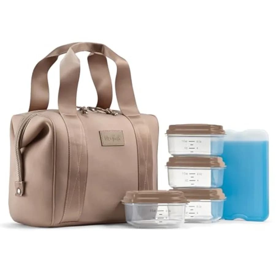 Borsa termica in neoprene Remi per donna - Kit per la preparazione dei pasti con contenitori e impacco di ghiaccio XL in materiale autoisolante simile al neoprene.