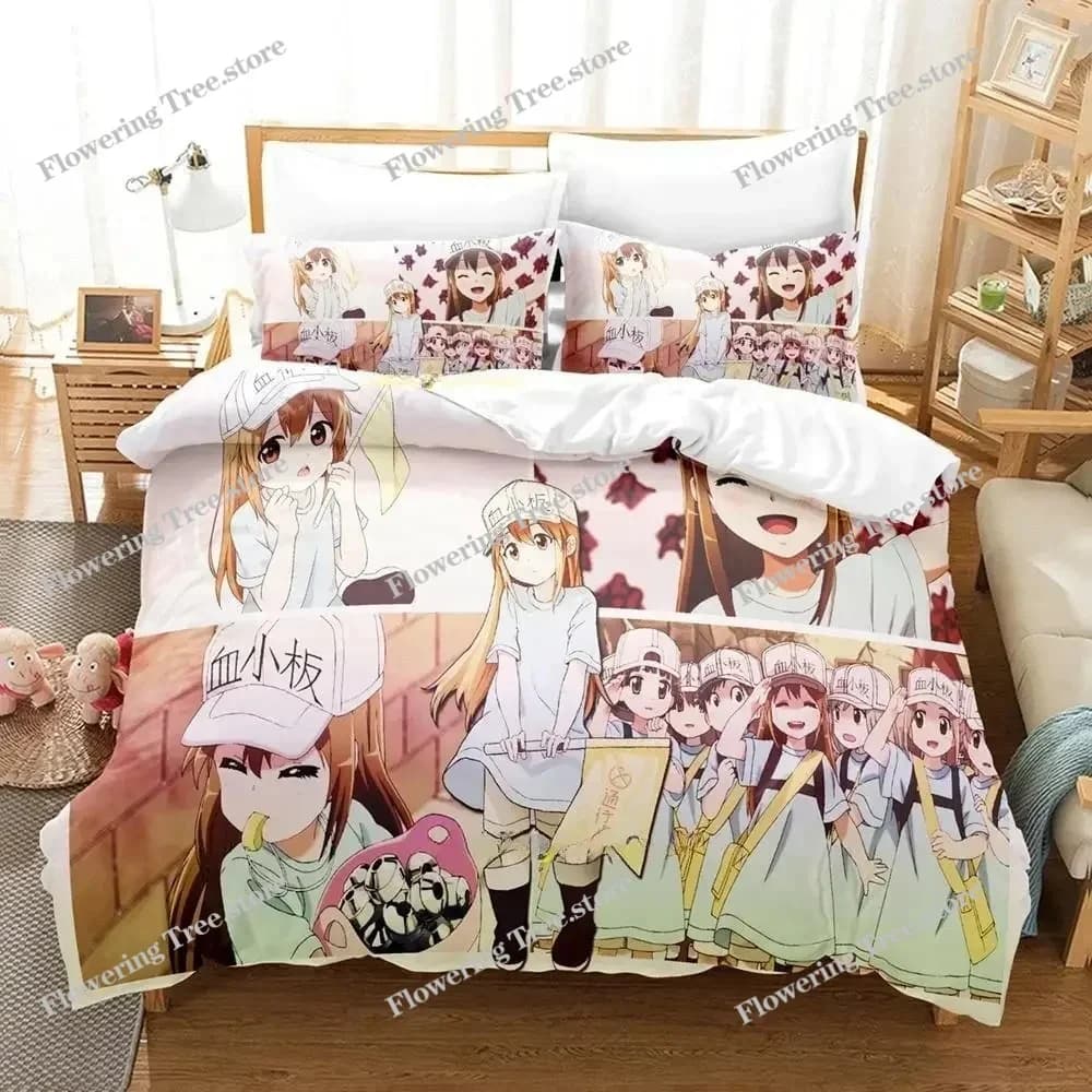 Set di Biancheria da Letto Cells At Work 2025, Misure Singolo, Matrimoniale, Queen, King, Set per Camera da Letto Adulti e Bambini, Copripiumino con Stampa 3D Anime