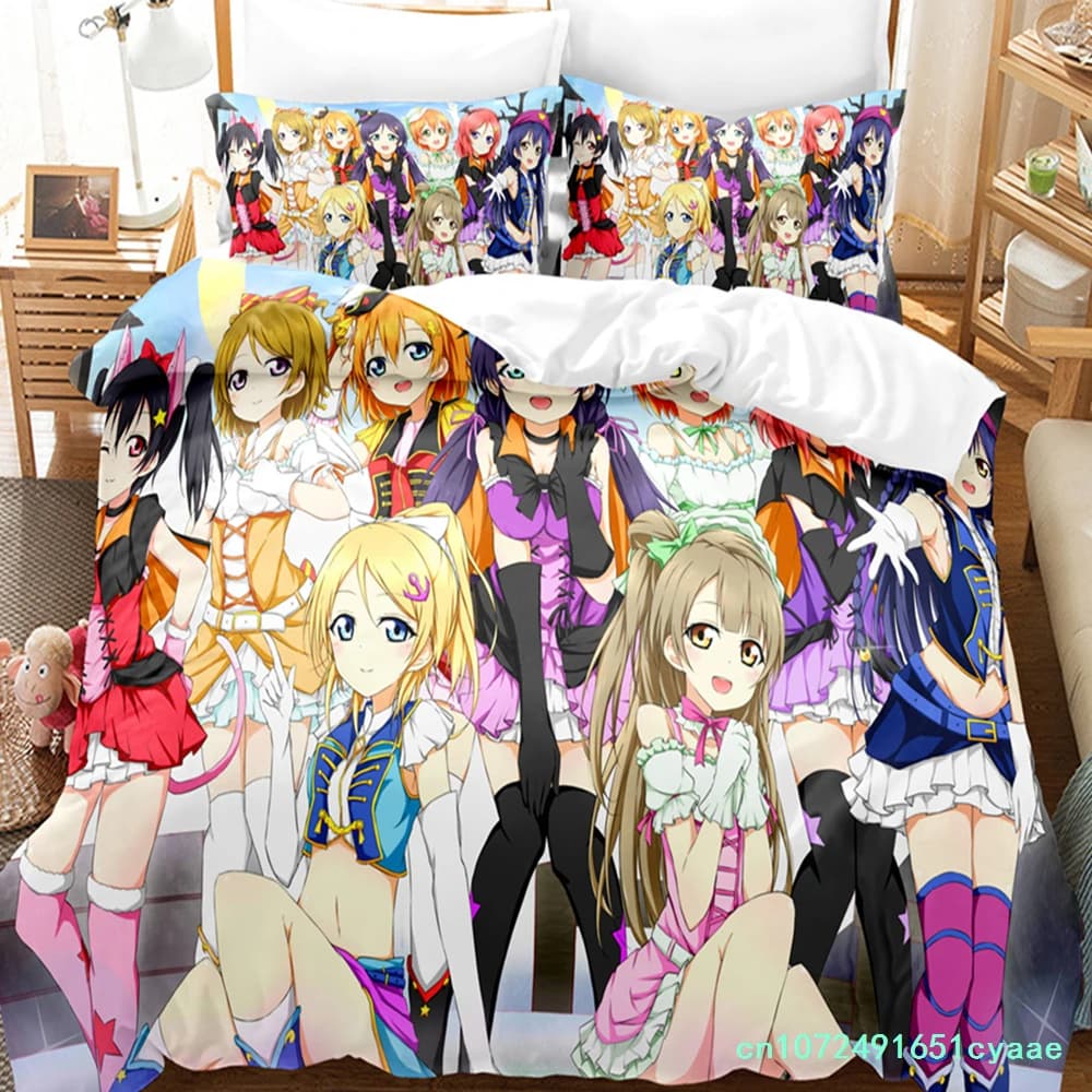 3DLove Live College Idol Festival Bedding Sets Duvet Cover Set With Pillowcase Twin Full Queen King Bedclothes Bed Linen