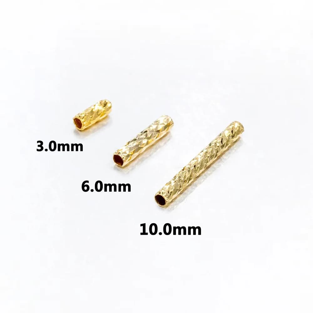 Accessories for DIY Jewelry Creation, Tubes Au750 18k Pure Gold Distants, 3mm, 6mm and 10mm Options, Laser Engraving Process