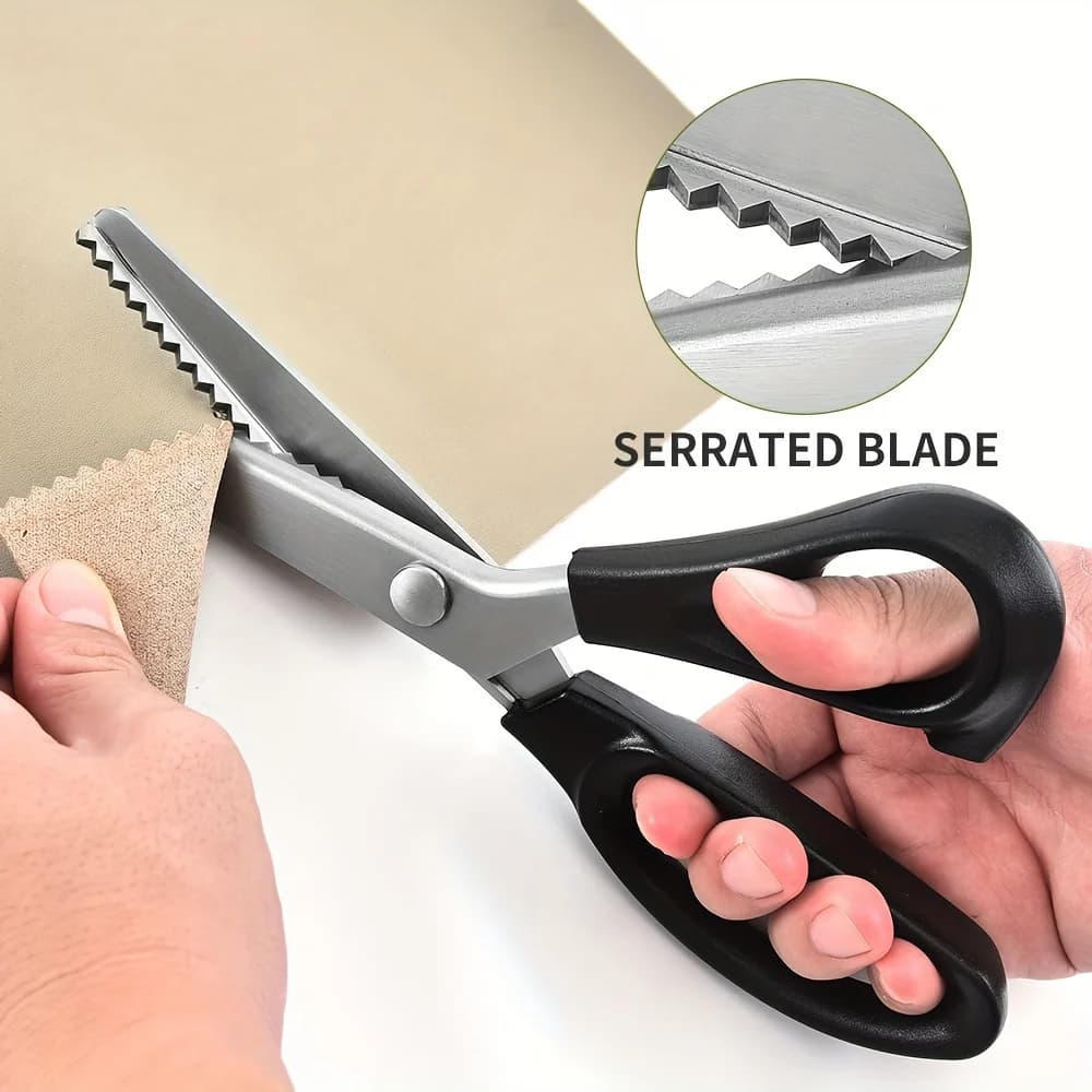 Cesoie professionali per dentellare con lame seghettate Forbici per tessuti resistenti per sartoria, quilting, artigianato per ufficio, taglio di tessuti
