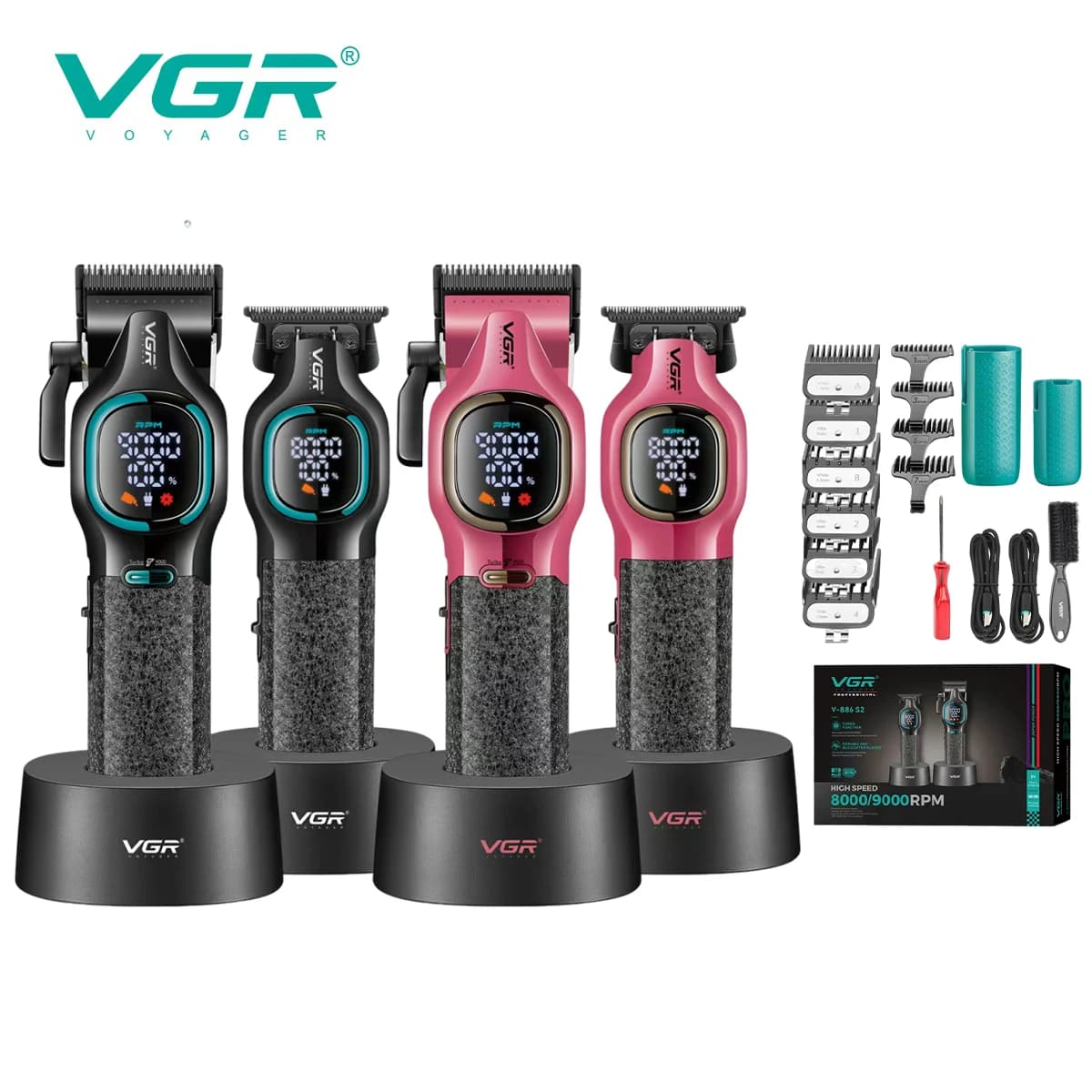 VGR high-end haircut set from two pieces metal body 9000 rpm alloy blade cutter oil head cutter V-886 S2