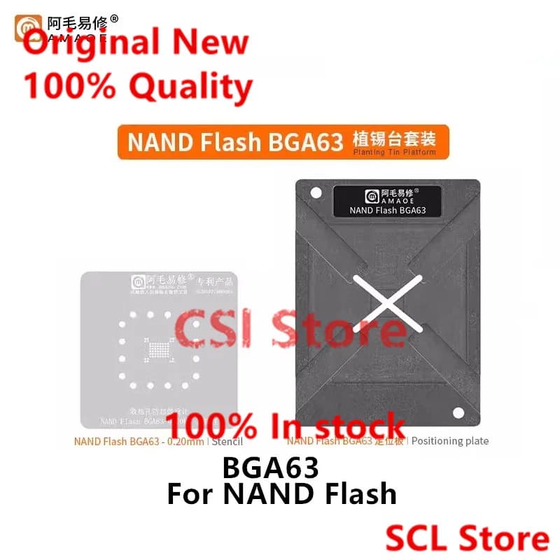 Modello di Stencil Reballing Amaoe BGA63 per la navigazione dell'auto set-top box audio NAND Flash memory Positioning piastra di saldatura Tin Net