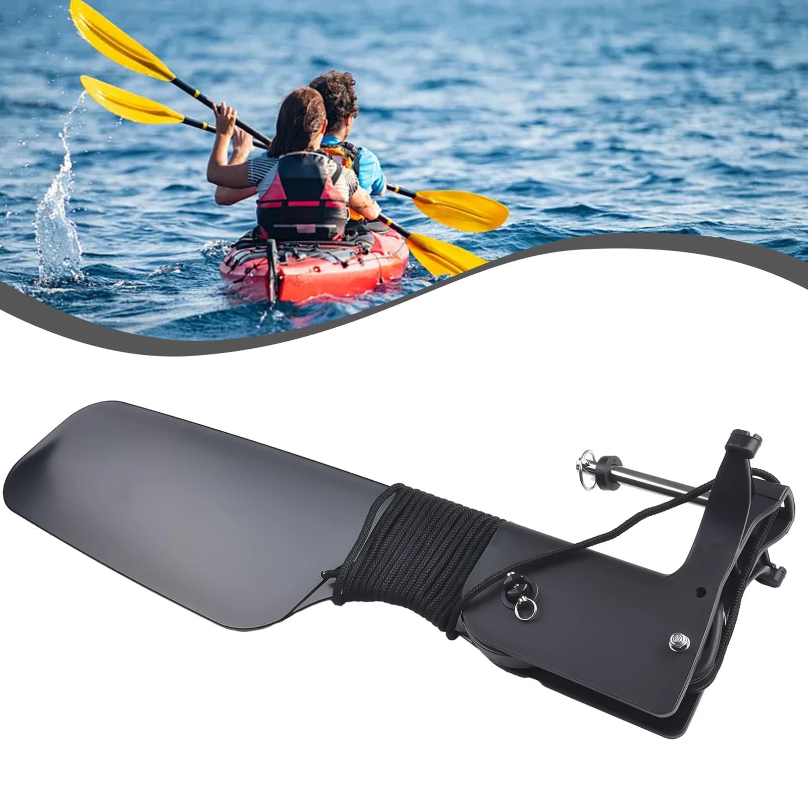 Timone per Kayak e Canoa con Puleggia, Controllo di Sterzo per Barca da Pesca, Timone a Coda Grande in Nylon per Imbarcazioni