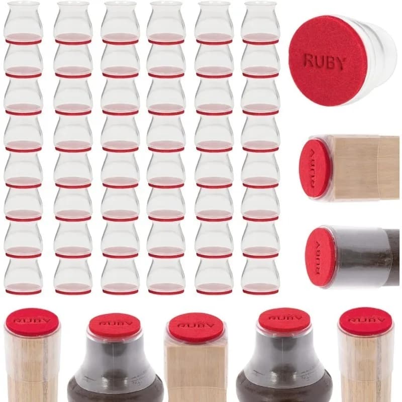 Protezioni per gambe di mobili Clear Premium, per pavimenti in legno duro e piastrelle, set da 48