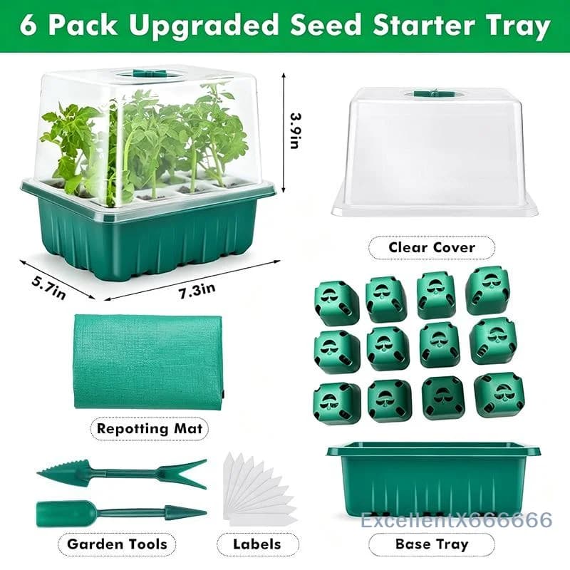Seed Starter Tray 1 Set Anti Drop Mini Greenhouse Germination Kit for Indoor Outdoor Flower Seedling Cultivation