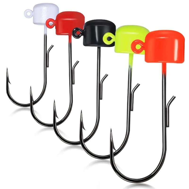 Sougayilang 5 Pz Jig Head Amo da pesca 3.5g 5.5g Ned Rig Amo da pesca Morbido Verme Esche Fungo Jig Ganci Bass Trota Ami da pesca