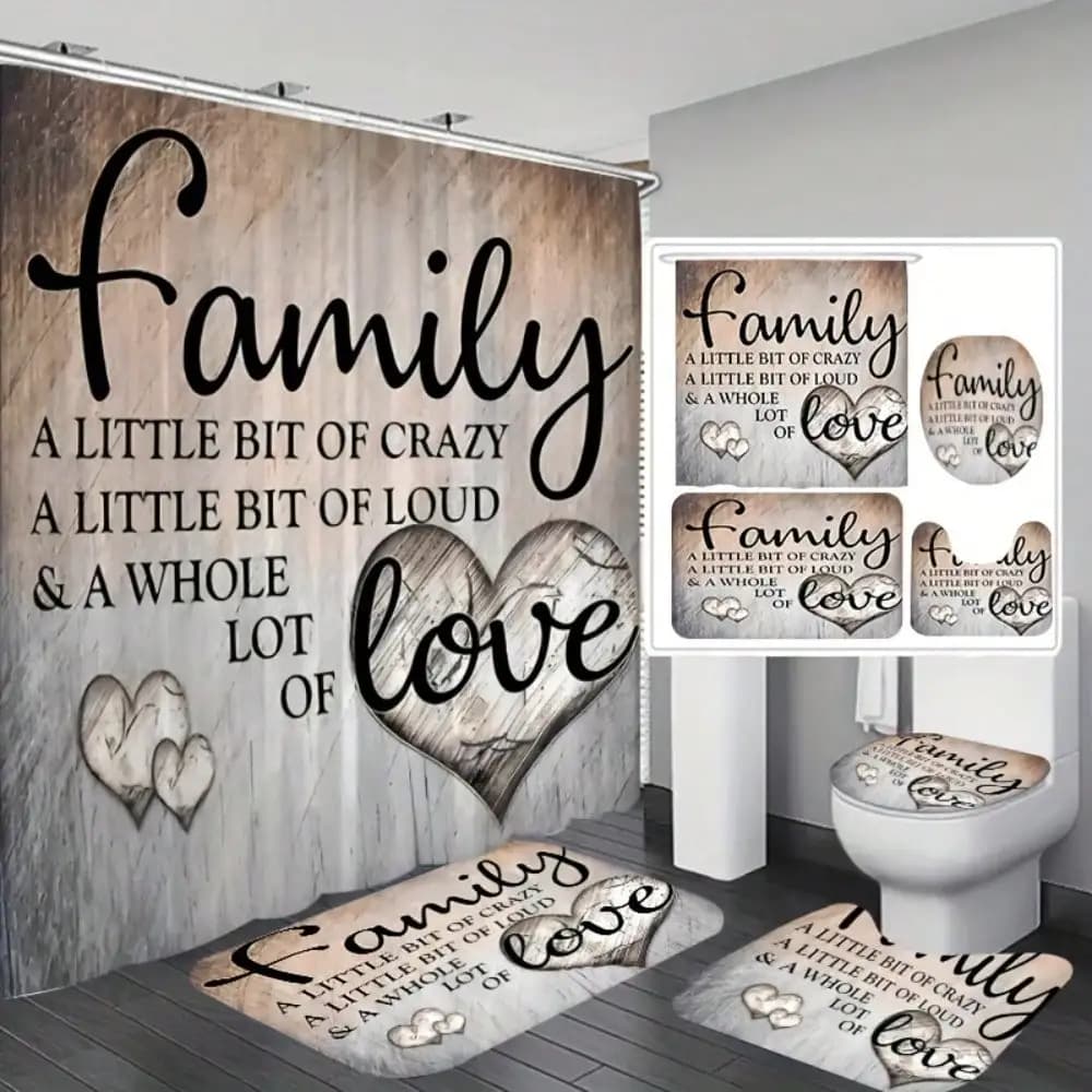 Shower Curtain Ensemble for The Bathroom, Featuring a Unique Design That Comes with a Shower Curtain, a Non-Slip