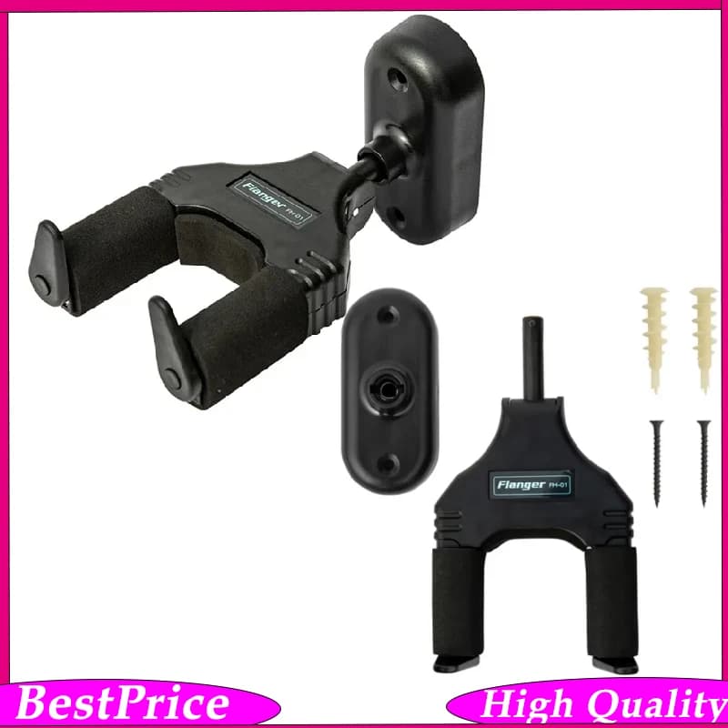 Supporto da Parete per Chitarra Flanger FH-01, Gancio per Ukulele, Supporto per Strumenti a Corda con Sistema di Aggancio Automatico, Accessori per Chitarra in Gomma