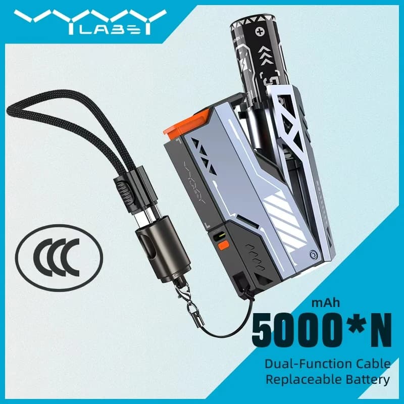 Vyvylabs Staccabile CCC Power Bank 22.5W Batteria sostituibile Ricarica rapida Batteria esterna Powerbank per iPhone 16 15 14 13 12