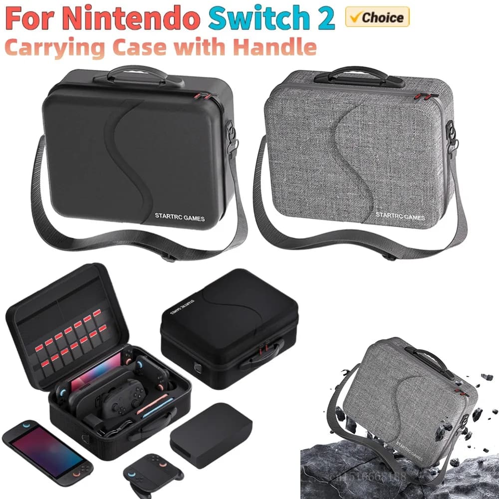 Borsa portaoggetti portatile con manico e tracolla Custodia da viaggio Custodia da trasporto impermeabile e antiurto per accessori Switch 2