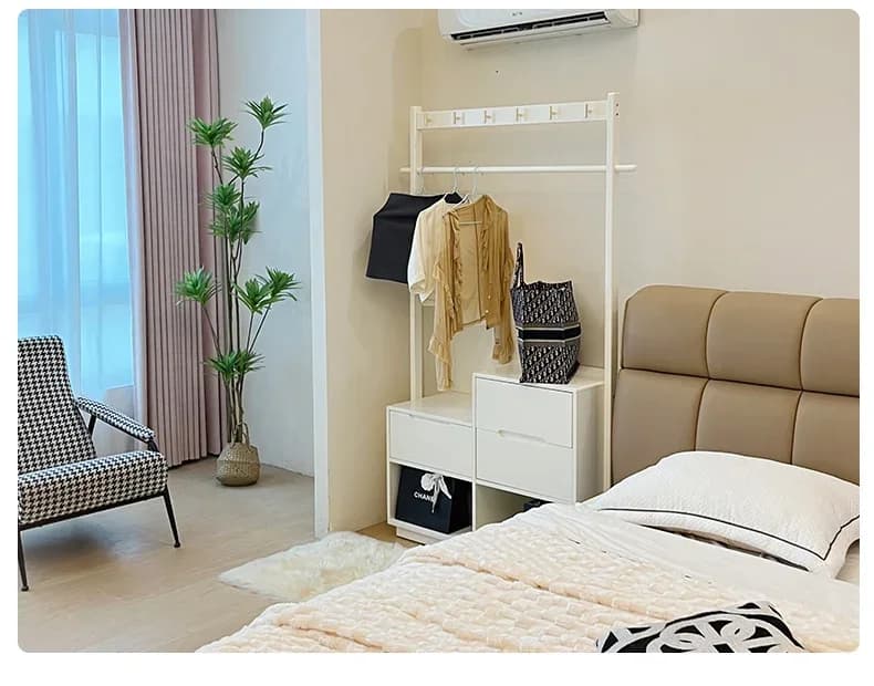 JJS cream solid wood winding hanger, chest, integrated floor coat hangers, bedroom hangers to put clothes