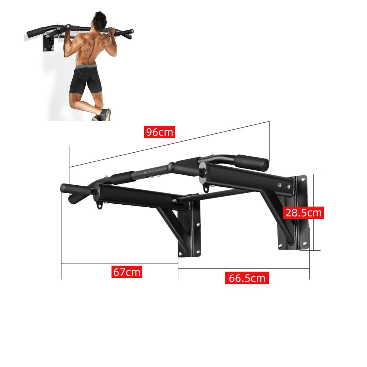 Steel Chin-up with Wall Mounted Heavy Horizontal Bar for Home Gym Training Bar for Indoor Tractions Large Fitness Equipment