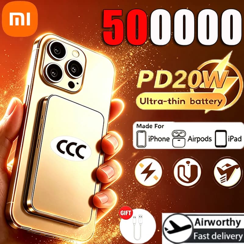 Xiaomi 500000mAh Magnetic Ultra Thin Wireless Portable Power Bank CCC Certified Super Fast Charging LED Display Pack For MagSafe