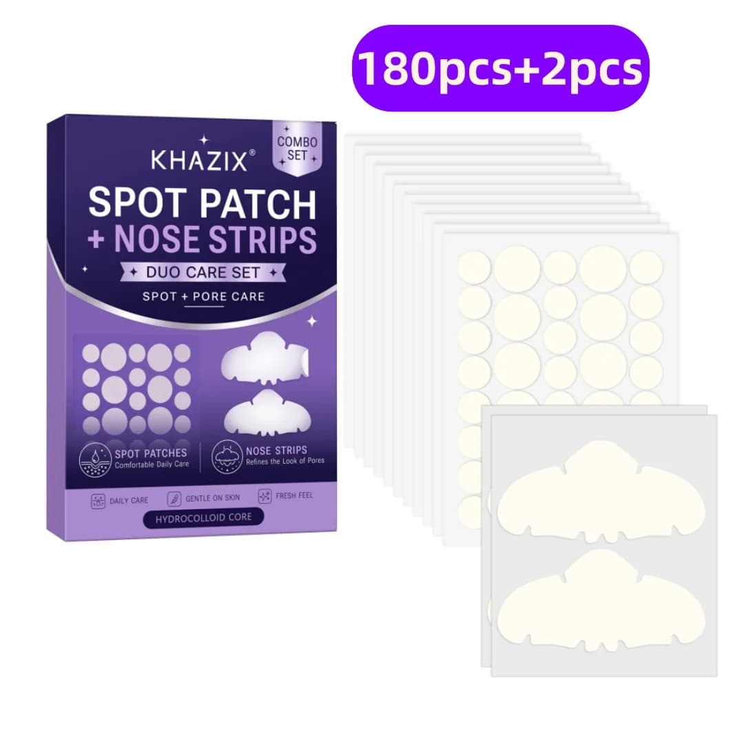 182PCS Hydrocolloid Pimple Patches, Blemish Spot Covers, Invisible Acne Stickers for Face & Nose, Unisex.