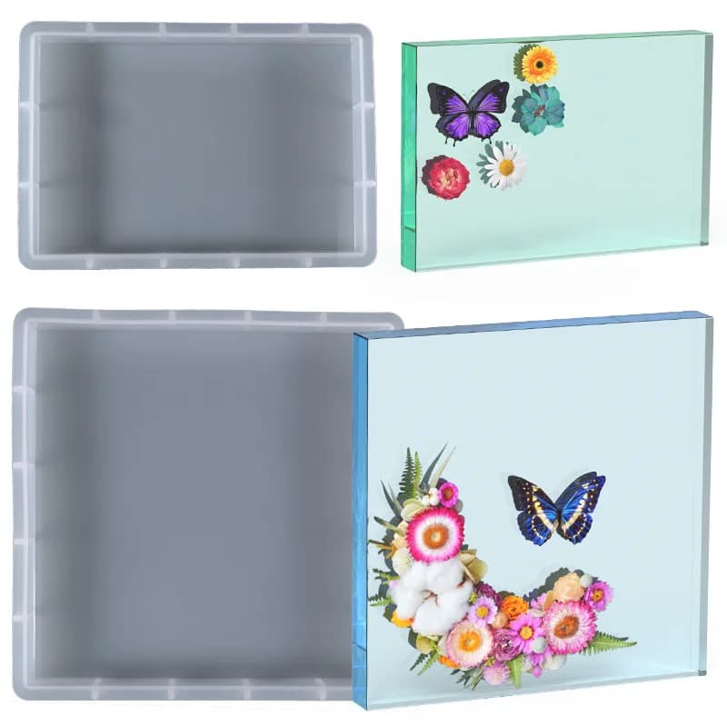 Stampo in silicone di cristallo fai-da-te Cornice per foto rettangolare quadrata Decorazione per ornamenti da tavolo Stampo in silicone per la creazione di gioielli in resina
