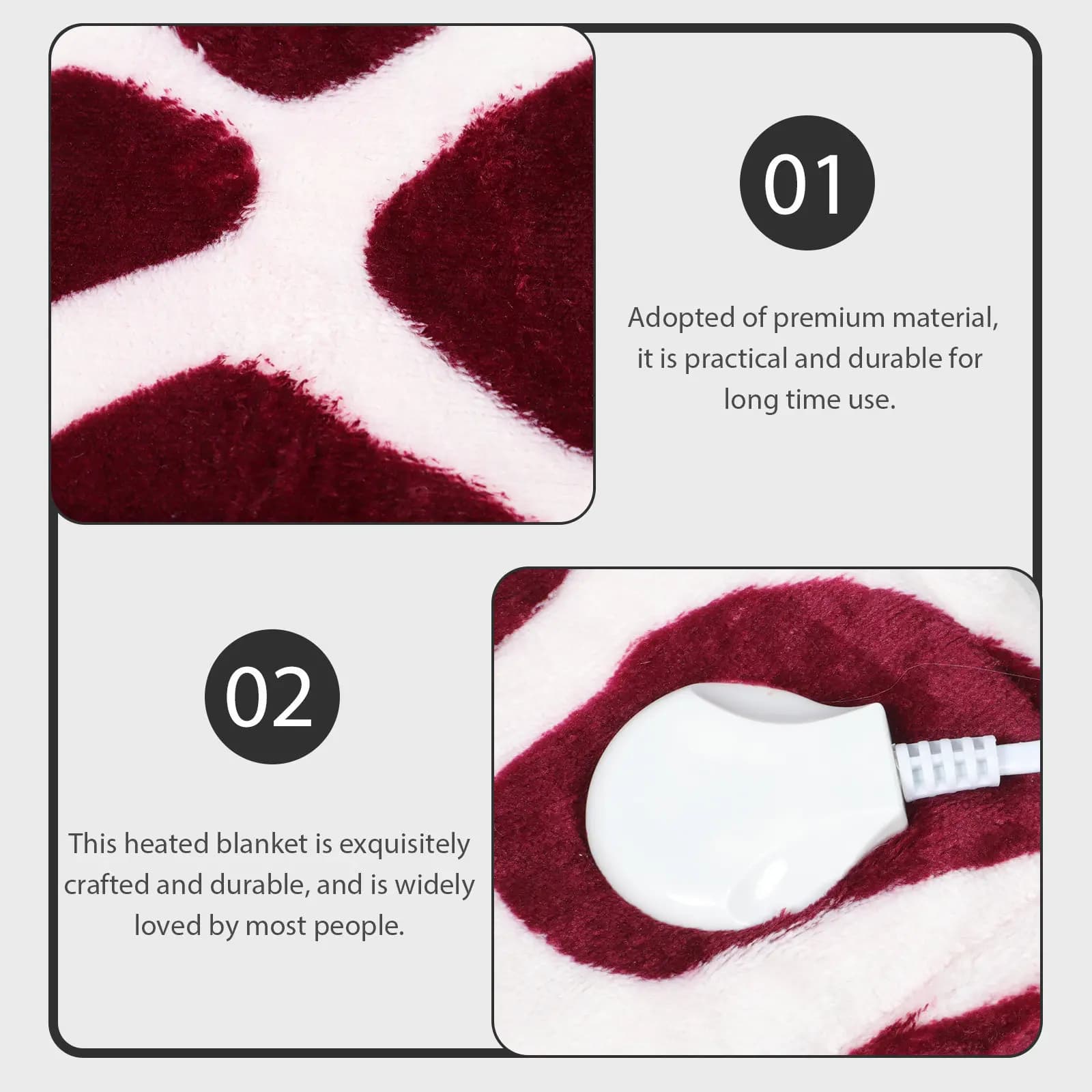 Coperta Elettrica Riscaldante Regolabile con 9 Livelli di Temperatura e Funzione Timer 2/6/8/12H, Coperta in Flanella Calda e Morbida per l'Inverno