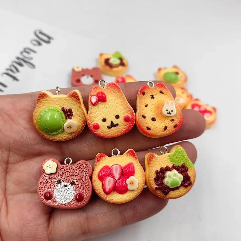 10 Pezzi Ciondoli a Forma di Animale (Coniglio, Orso, Pane) in Resina, Ciondoli Galleggianti Flatback per Portachiavi, Orecchini e Creazione di Gioielli