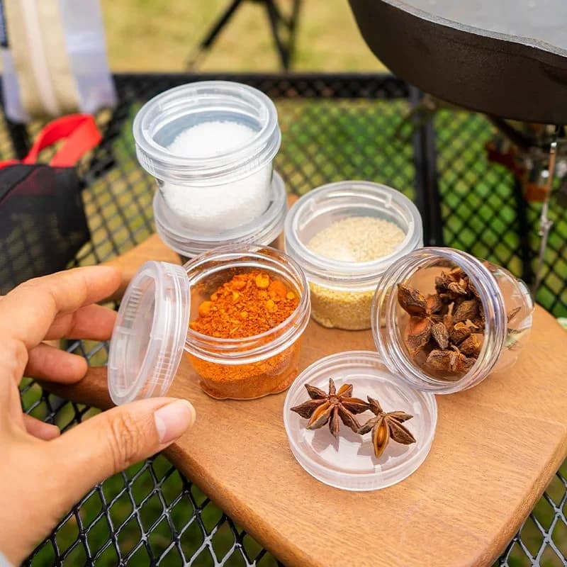 5pc Mini Outdoor Camping Spice Jars Bottle Portable BBQ Picnic Spice Seasoning Container Storage Box Cookware Set New Spice Jars