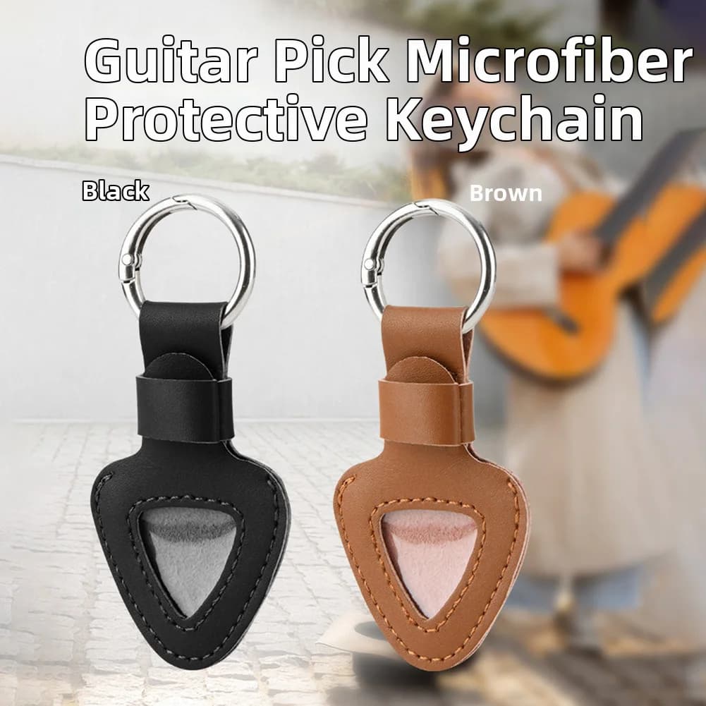 Custodia Protettiva per Plettri da Chitarra in Pelle PU Elegante con Clip e Portachiavi Magnetico, Borsa Porta Plettri, Accessorio per Chitarra
