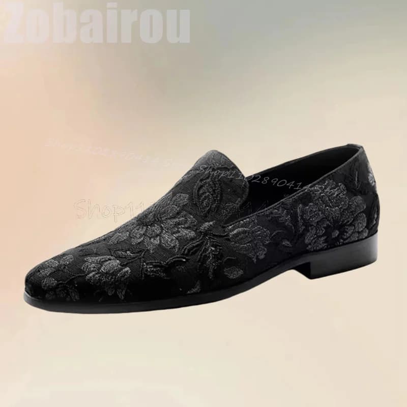 Mixed Color Floral Embroidery Design Men Loafers Fashion Slip On Men Shoes Luxury Handmade Party Banquet Wedding Men Dress Shoes