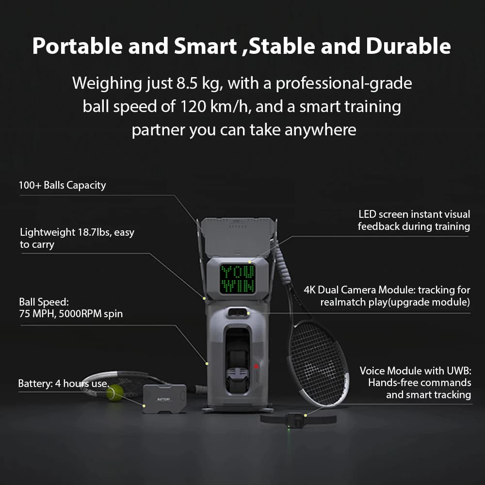 New Arrival Tenniix Robot Tennis Ball Machine AI Coach Voice-Control Training Tennis Ball Launch Training Shooting Machine