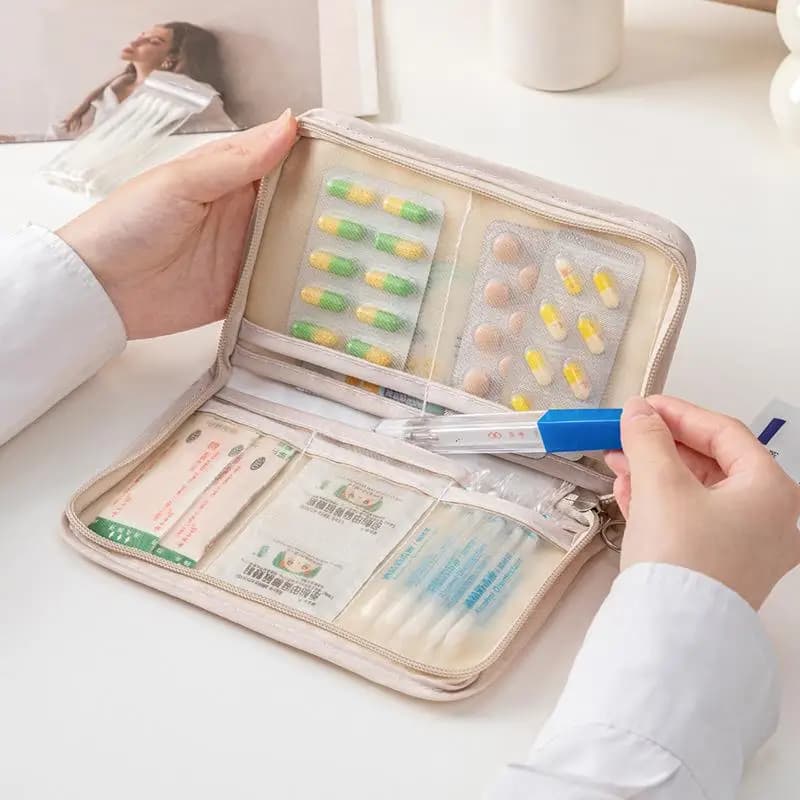 Custodia medica pieghevole portatile con cerniera Organizzatore di pillole Kit di pronto soccorso Borsa da viaggio per esterni Portaoggetti per piccoli oggetti Regalo
