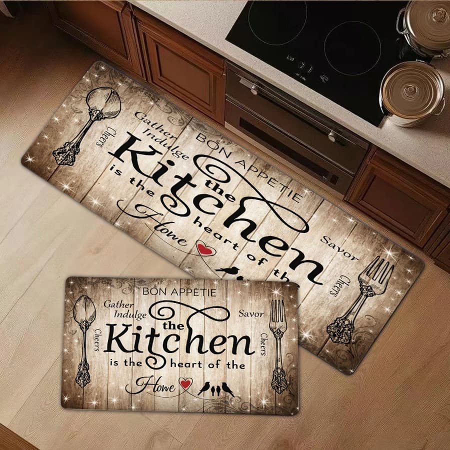 1/2/3Pcs Flannel Kitchen Mat—Modern Kitchen Floor Mat Area Rug Rustic Wood Grain Pattern Printed Flannel Carpet Home Decor Soft Kitchen Rug Washable Floor Runner Mat—Soft,Comfortable,Suitable For Bathroom,Bedroom,Kitchen,Laundry Room