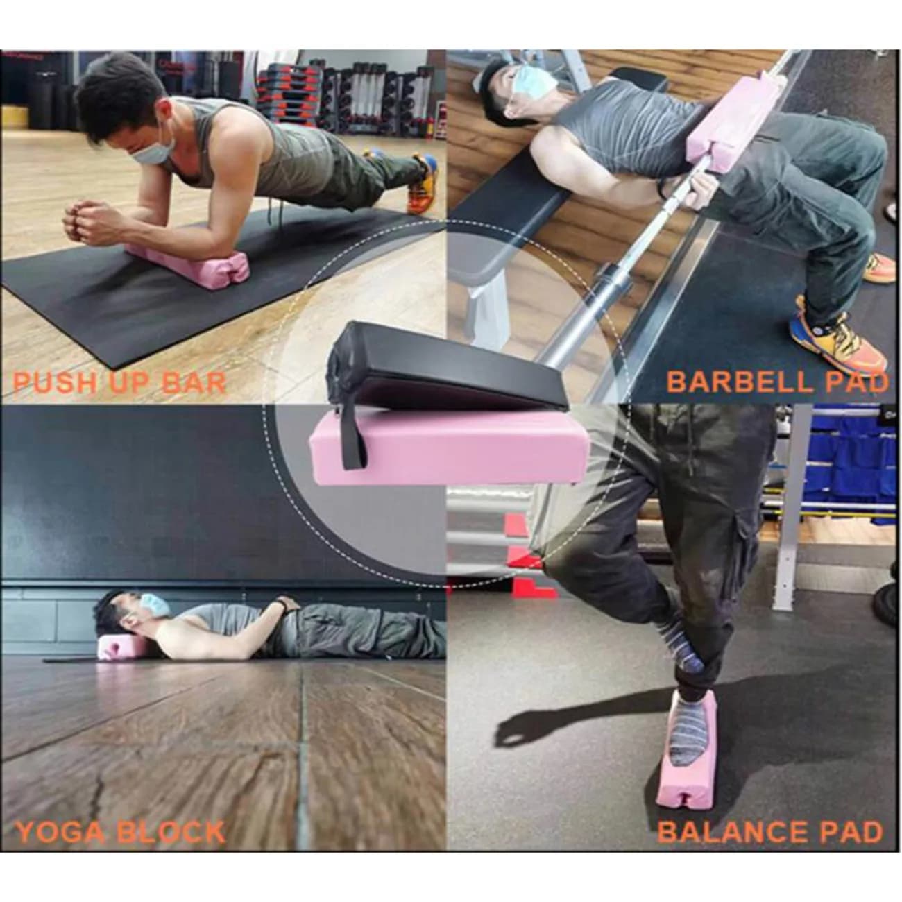 Bilanciere per spinta dell'anca Cuscinetto per squat Palestra Allenamento per sollevamento pesi Copri collo Supporto per spalla Push Bar Bilanciere Imbottitura in schiuma Nero-ANKL