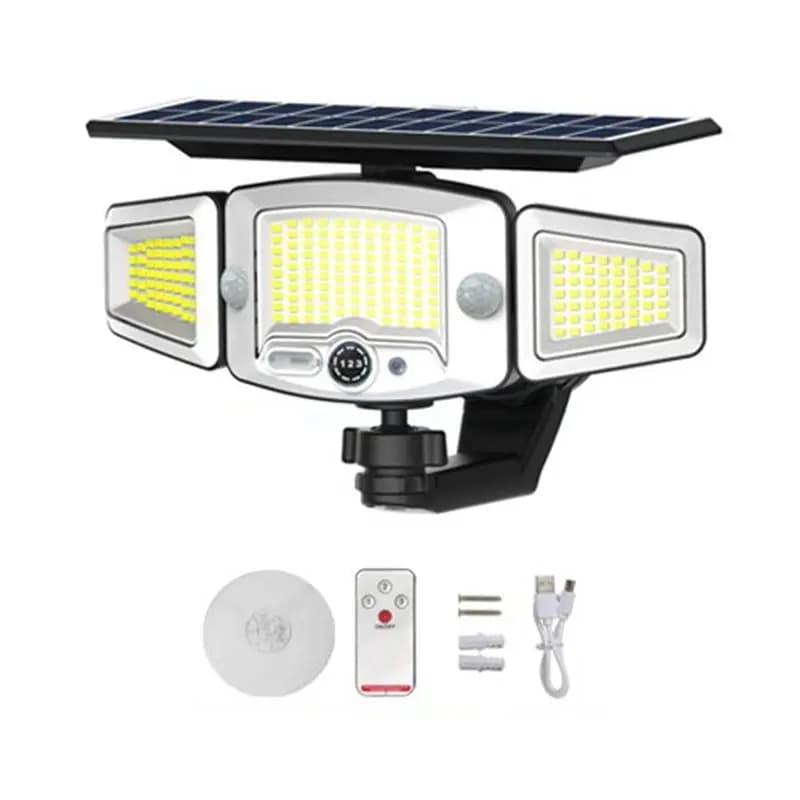 DTEN-No Drill Solar Motion Sensor Lights Outdoor, Magnetic Wall Lights For Metal Surfaces, 3 Head Solar Security Light