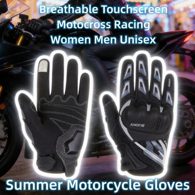 SUOMY Summer Motorcycle Gloves Full Finger Breathable Touchscreen Anti-Slip Motocross Racing Gear for Women Men Unisex XS-XXL