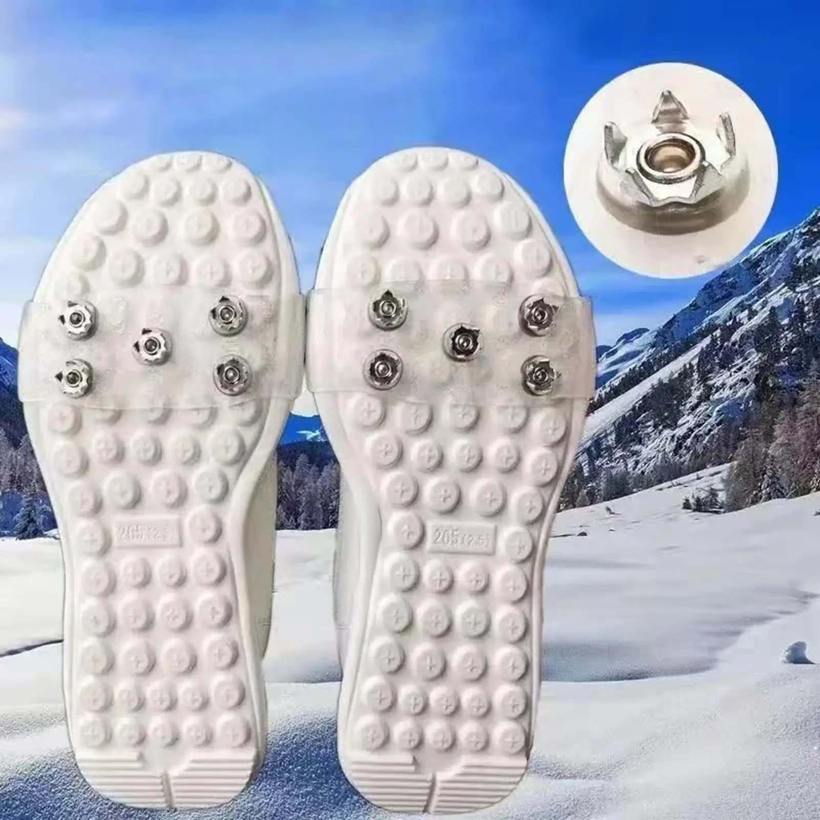 Ramponi Antiscivolo per Ghiaccio e Neve, Ghiere con Punte per Scarpe da Escursionismo e Alpinismo Invernali per Adulti