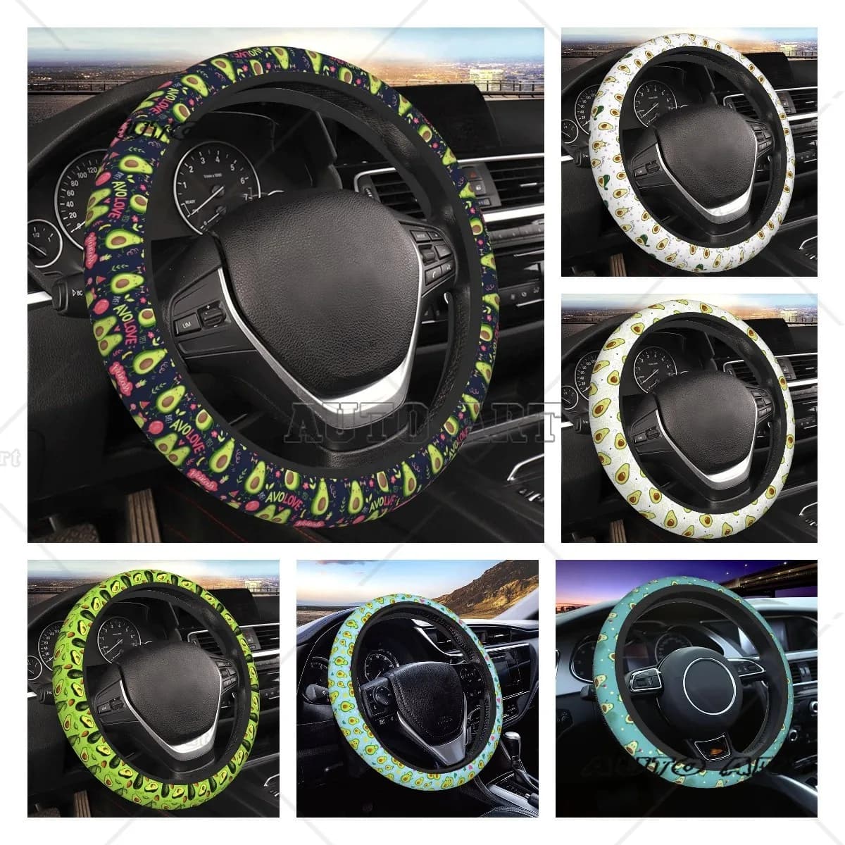 Coprivolante Avocado Love Coprivolante universale per auto da 15 pollici Accessori per la decorazione interna dell'auto