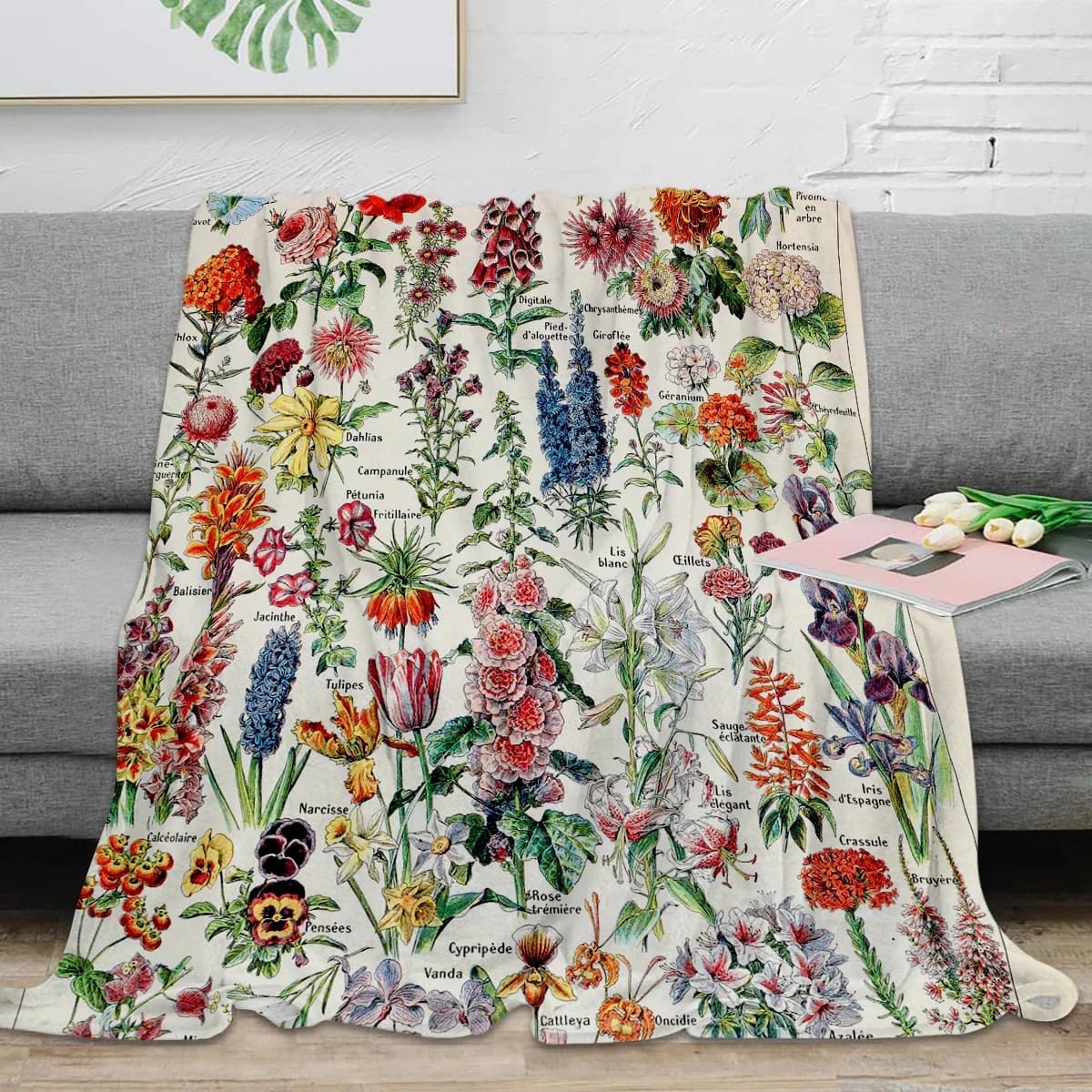 Adolphe Millot Fleurs Pour Tous francese Vintage Poster coperta da tiro coperta calda in microfibra coperta di flanella