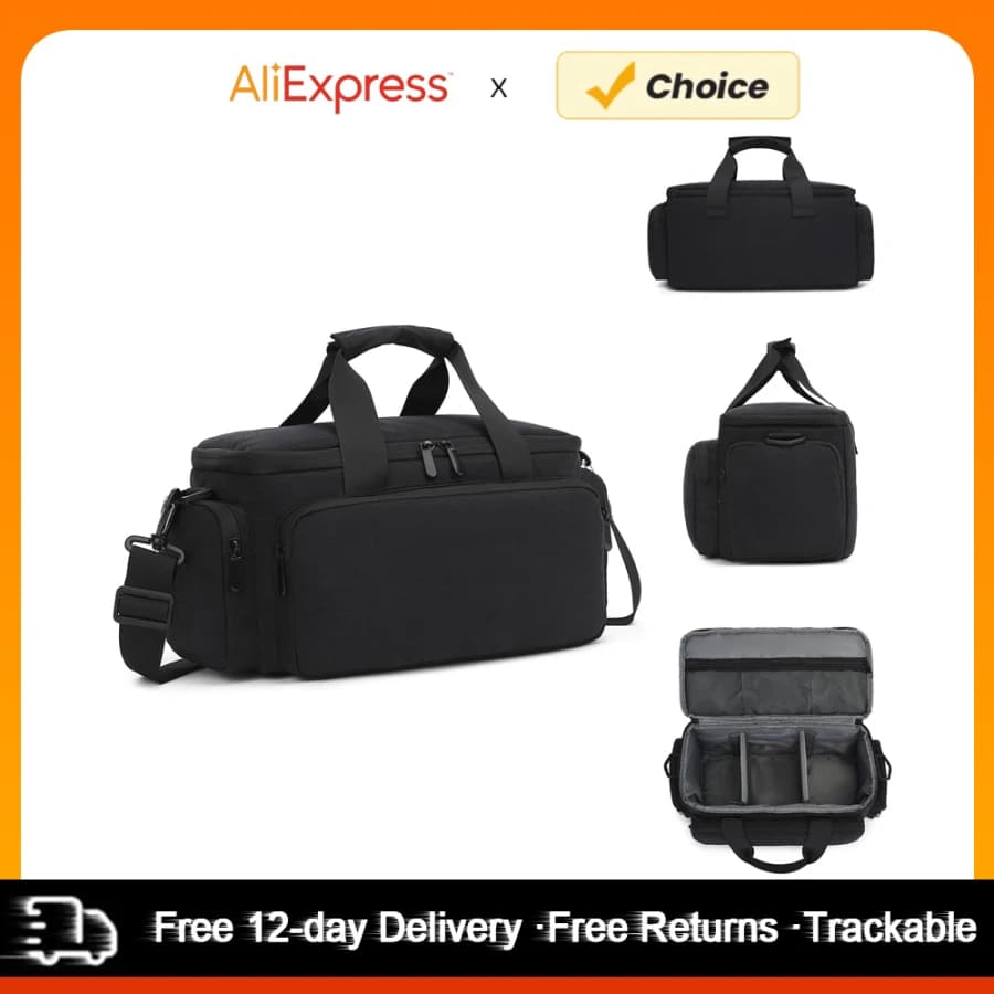 Borsa per fotocamera Borsa a tracolla per fotocamera da viaggio Resistente all'acqua antiurto per fotocamera mirrorless con divisori rimovibili e tracolla