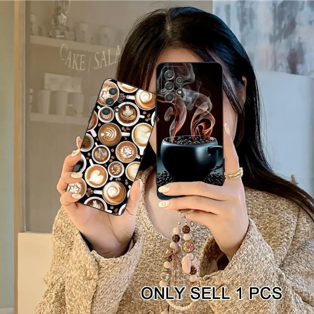 Coffee Beans Phone Case for Samsung Galaxy A26 25 24 23 22 21 17 16 15 14 13 12 11 5G Soft TPU Shockproof Cover