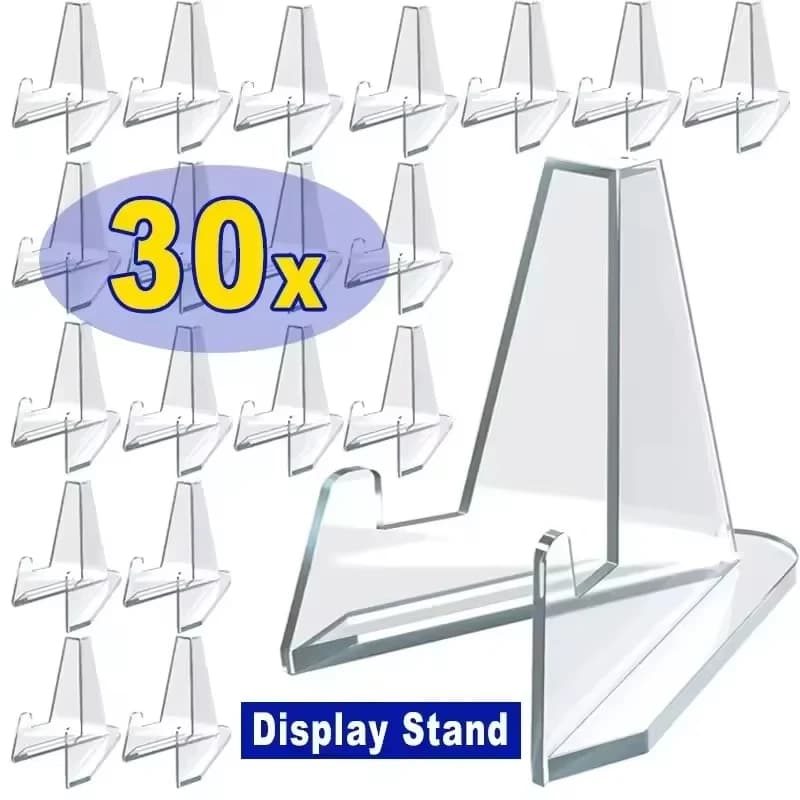 30/10PCS Triangular Card Display Stand Mini Acrylic Idol Photo Picture Holder Stands for Coin Sports Trading Cards Display Racks