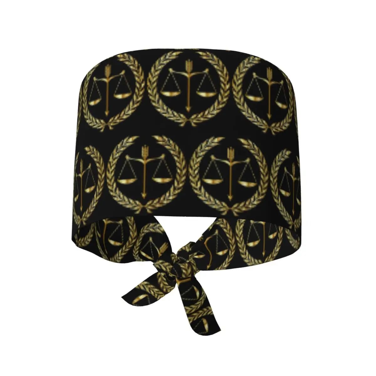 Gold Scales Of Justice Law Logo Scrub Hat Doctor Working Surgical Cap Unisex Adjustable Nursing Caps for Dentist