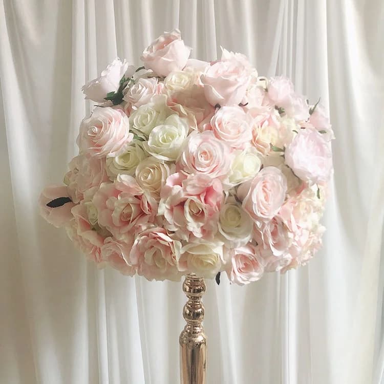 Centro nuziale di lusso fatto a mano con fiore a pendolo con sfera di fiore grande rosa artificiale da 50 cm