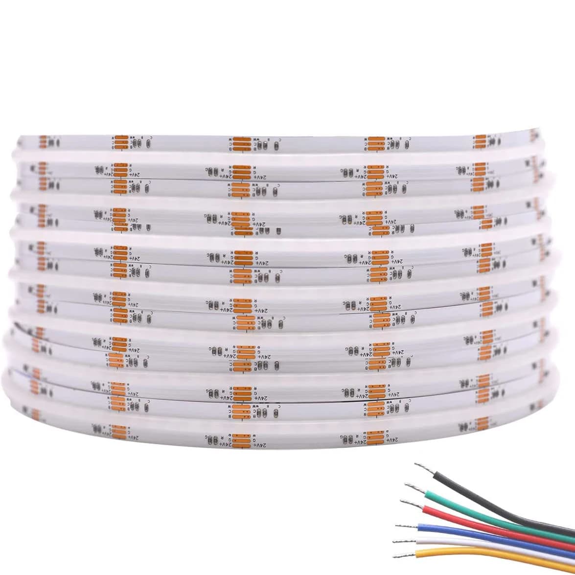 CCT RGB RGBW RGBCCT COB LED Strip Light Ad alta densità Flex FCOB LED Nastro luminoso dimmerabile FOB Nastro lineare DC12V 24V 5M/Rotolo