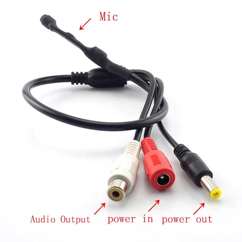 Mini microfono audio CCTV per telecamera audio di sicurezza Monitor audio Pick up cavo di alimentazione RCA per telecamera CCTV DVR H10