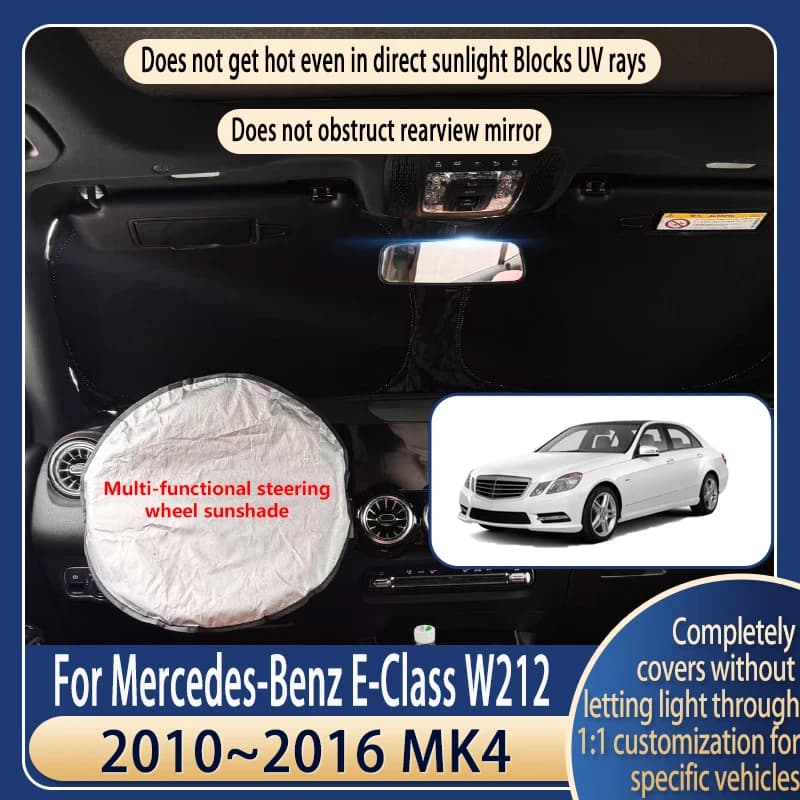 Parasole per Volante Auto per Mercedes-Benz Classe E 2010~2016 W212 MK4, Accessori Estivi Rinfrescanti, Parasole per Parabrezza Anteriore