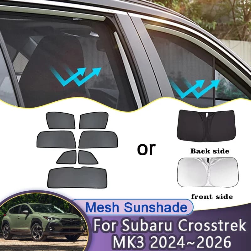 For Subaru Crosstrek GU 2024 2025 2026 Car Mesh Sunshade Magnetic Window Visor Sunscreen Privacy Curtains Cover Auto Accessories