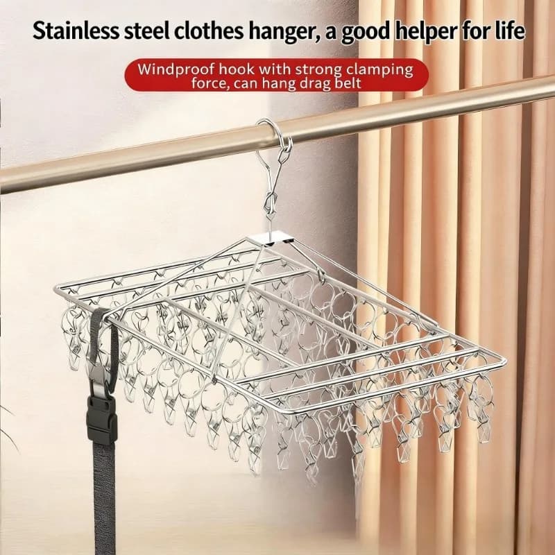 Clip per calzini in acciaio inossidabile, clip multiple senza lasciare segni, stendibiancheria per casa, dormitori, antivento e per biancheria intima spessa.