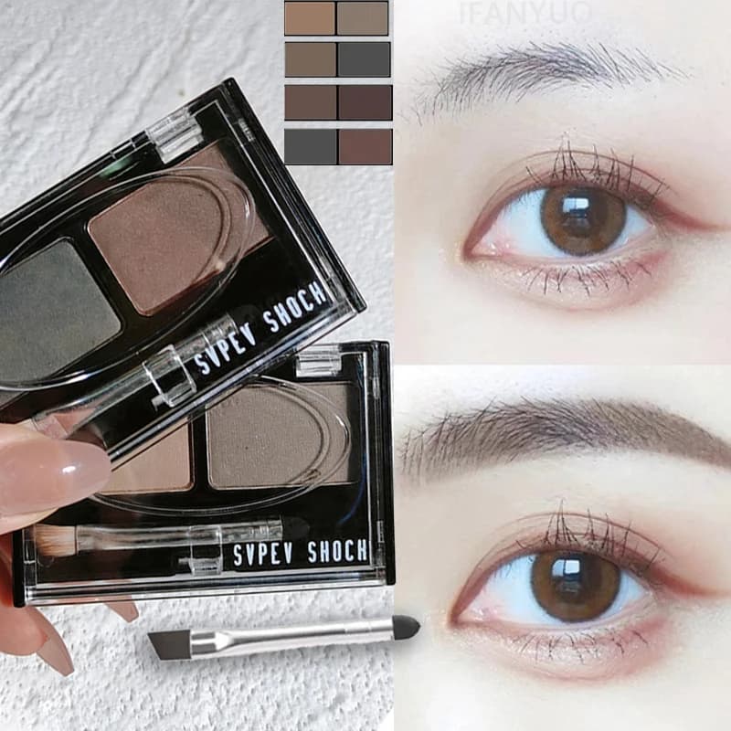 Two-tone eyebrow powder, waterproof and sweat resistant eye shadow, three-dimensional eyebrow shape, natural and long lasting eyebrow powder