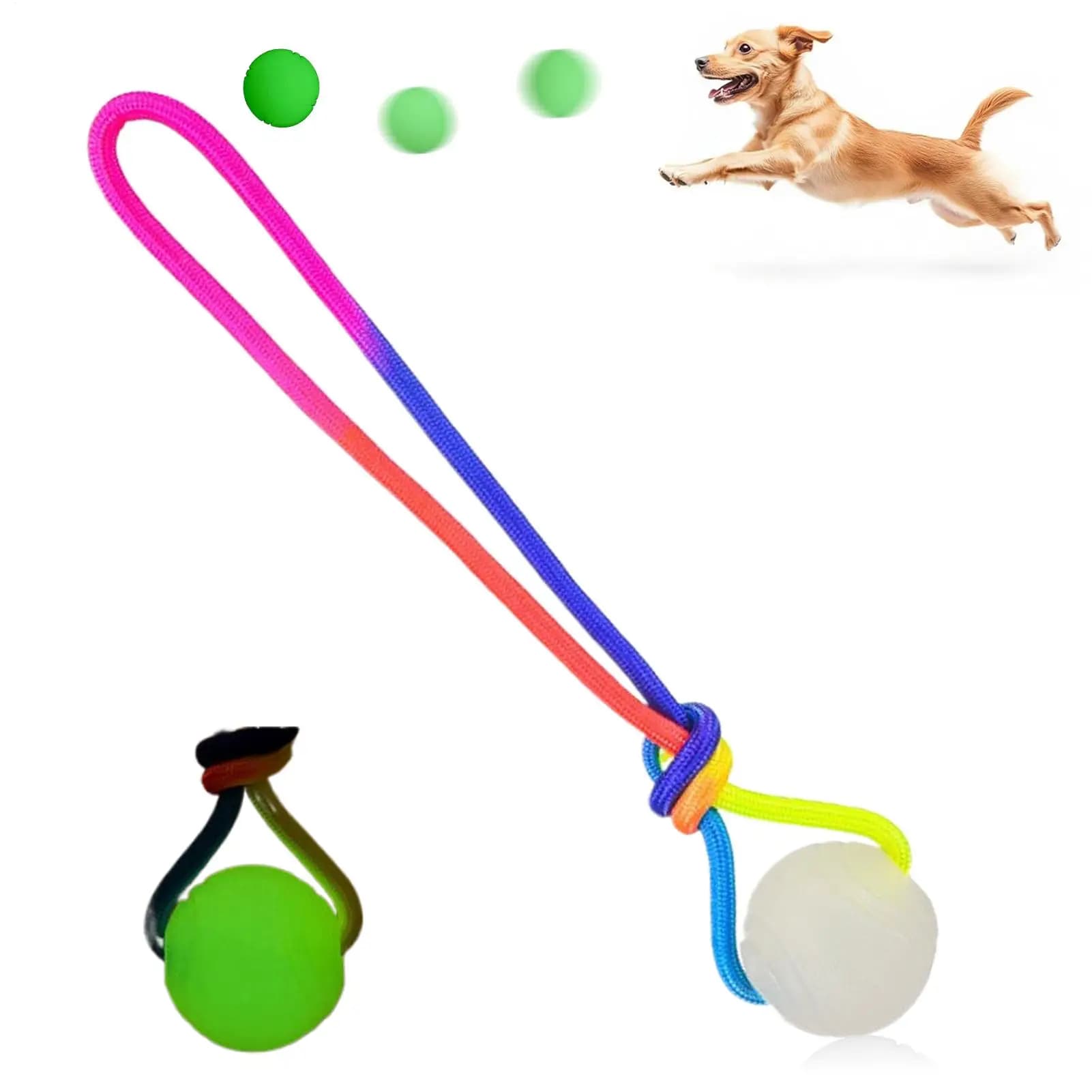 Pet Dogs Elastic Ball Glow In Dark Solid Rubber Outdoor Throwing Retrieving Bite Resistant Toy Ball