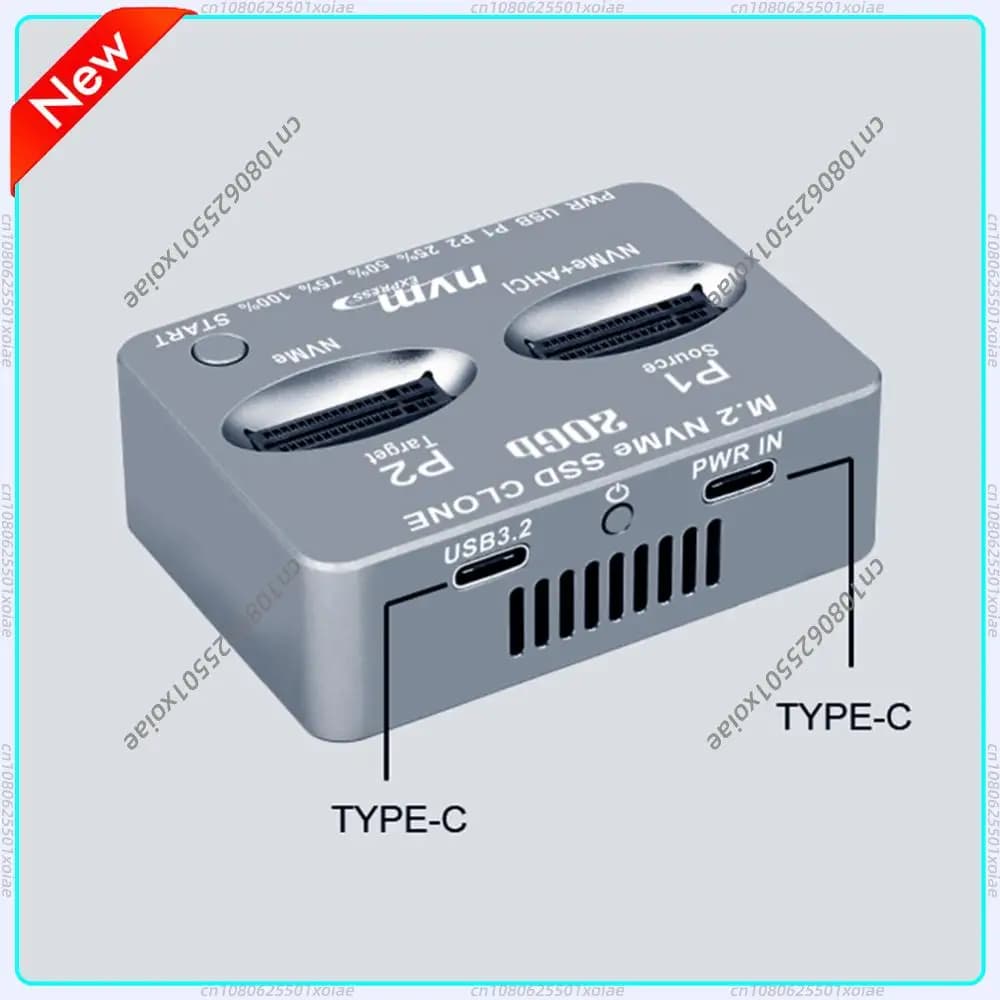 Docking Station NVME Dual-Bay USB3.2 Tipo C, Box Esterno per Disco Rigido Gen2X 20Gbps, Enclosure SSD M.2 M/B M Key M.2 M.3 NVME PCI-E