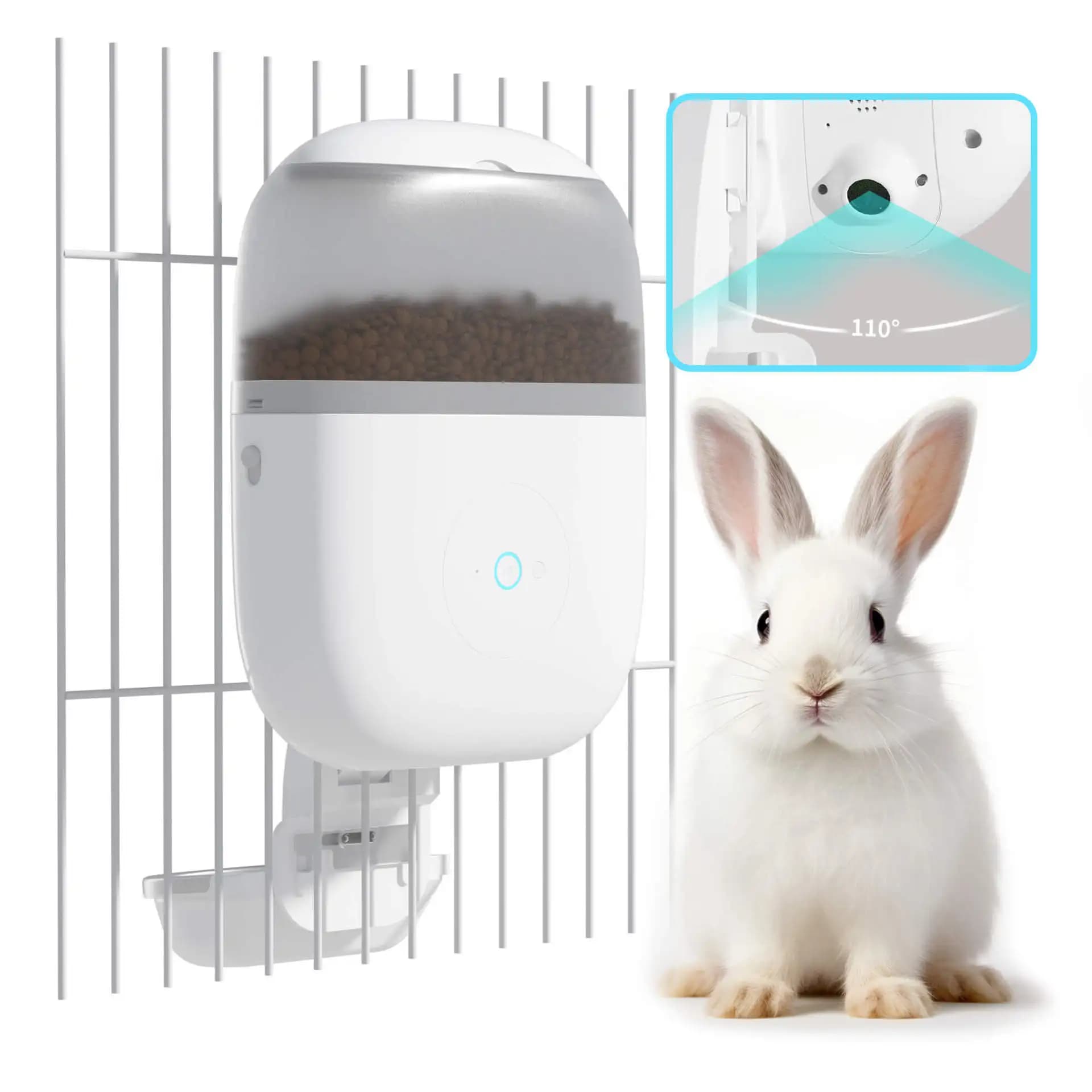 1.8L Gabbia Appesa Distributore Automatico di Alimenti per Animali Domestici per Conigli App Wifi Ciotola per Alimenti per Cani Gatti Intelligente con Telecamera HD