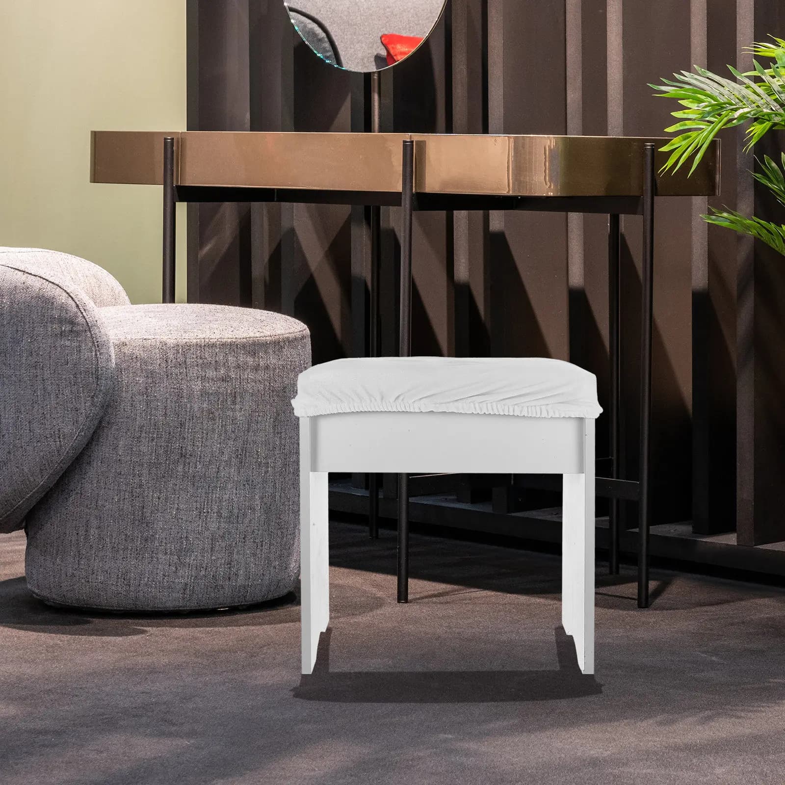 4Pcs Rectangular Stool Covers Flannel Comfortable Washable Dust Proof Stain Resistant Vanity Bench Bar Stool Seat Cover